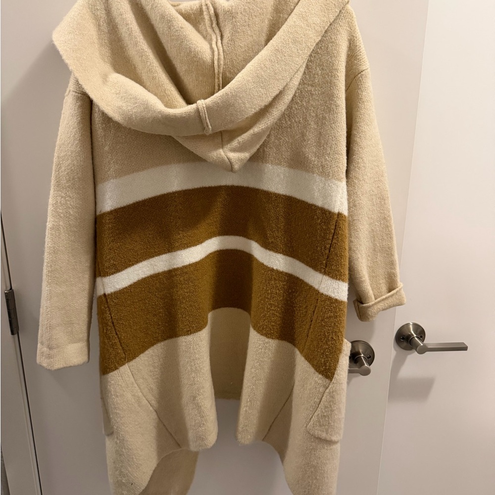 Dress Forum Hooded Striped Cardigan - Cream and Brown